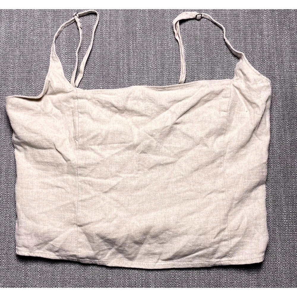 Abercrombie & Fitch Cami Top Womens M Cream Smocked Spaghetti Strap Square Neck